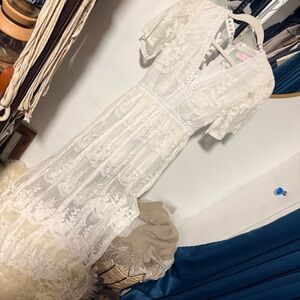 Pink Lily Ivory Lace Gown